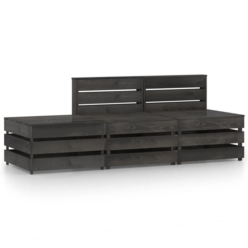 vidaXL-Set-Salotto-da-Giardino-3-pz-in-Legno-di-Pino-Impregnato-Grigio