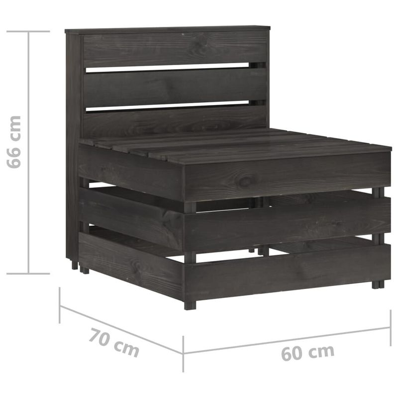 vidaXL-Set-Salotto-da-Giardino-3-pz-in-Legno-di-Pino-Impregnato-Grigio