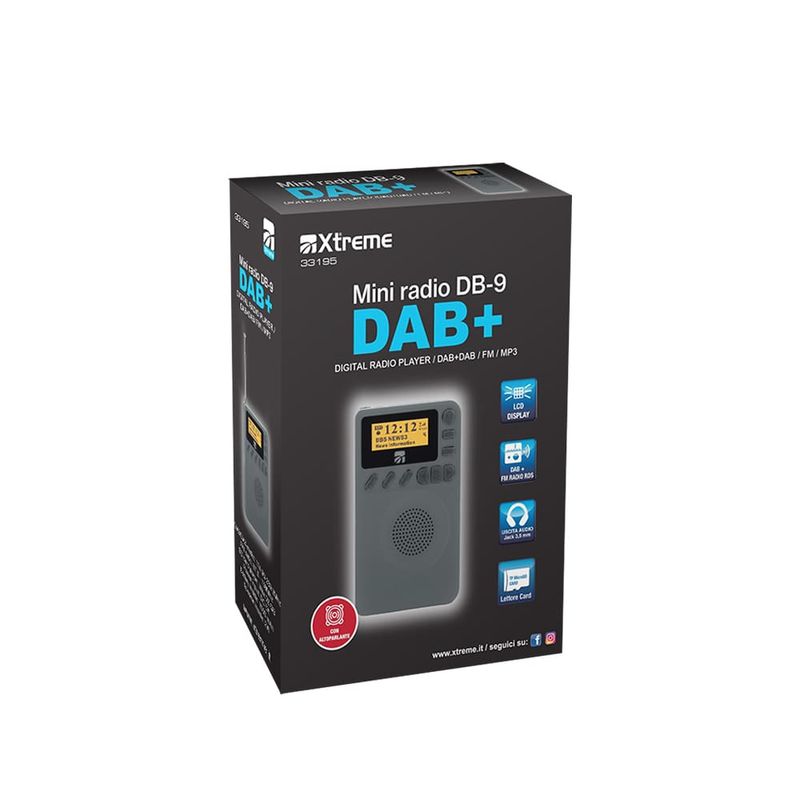 Xtreme-Mini-Radio-Db-9-Dab-Portatile-Analogico-e-Digitale-Nero