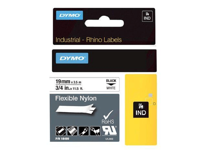 Dymoa®-Band-Ind--letter-originale-per-Rhino-¢-Nylon-19mm-x-35m---nero-su-bianco