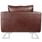 vidaXL-Poltrona-a-Pozzetto-con-Gambe-Cromate-Marrone-in-Similpelle