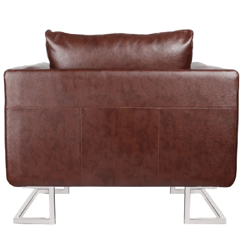 vidaXL-Poltrona-a-Pozzetto-con-Gambe-Cromate-Marrone-in-Similpelle