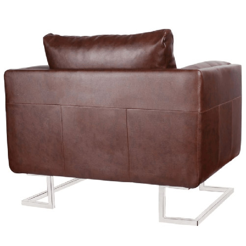 vidaXL-Poltrona-a-Pozzetto-con-Gambe-Cromate-Marrone-in-Similpelle