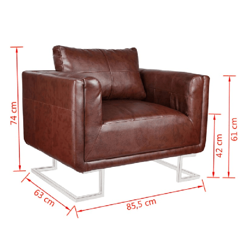 vidaXL-Poltrona-a-Pozzetto-con-Gambe-Cromate-Marrone-in-Similpelle
