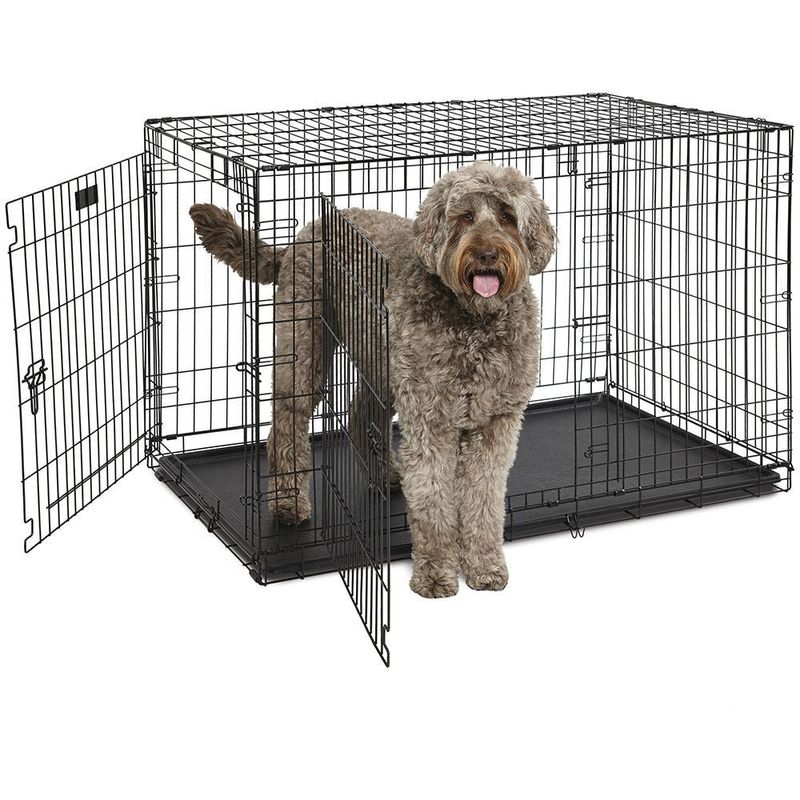 Ferplast-Gabbia-pieghevole-per-cani-DOG-INN-120-Recinto-per-cuccioli-Trasportino-in-metallo-Separatore-incluso-Porta-doppia-con-chiusura-di-sicurezza-1238-x-762-x-h-812-cm-Nero