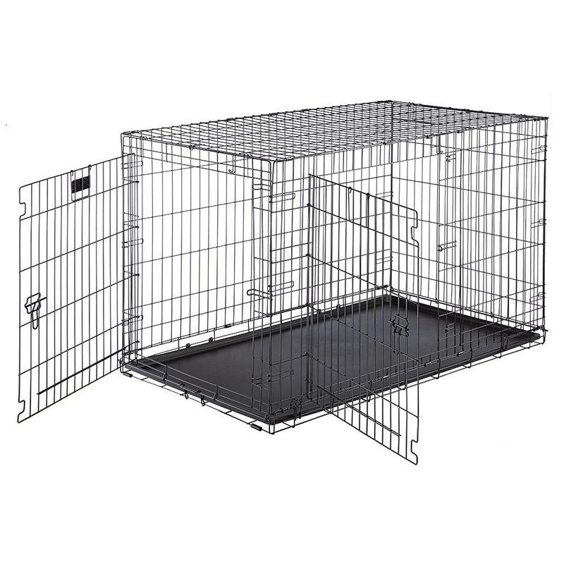 Ferplast-Gabbia-pieghevole-per-cani-DOG-INN-120-Recinto-per-cuccioli-Trasportino-in-metallo-Separatore-incluso-Porta-doppia-con-chiusura-di-sicurezza-1238-x-762-x-h-812-cm-Nero