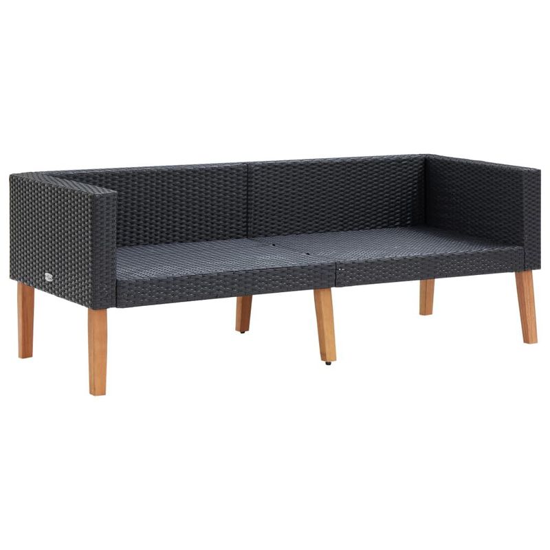 vidaXL-Set-Divani-da-Giardino-2-pz-con-Cuscini-in-Polyrattan-Nero