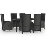 VidaXL Set da Pranzo Giardino 7pz Nero e Grigio con Cuscini Polyrattan