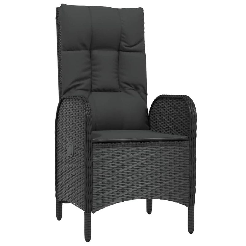Set-da-Pranzo-Giardino-7pz-Nero-e-Grigio-con-Cuscini-Polyrattan