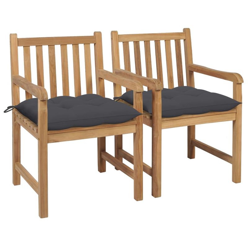 Sedie-da-Giardino-6-pz-con-Cuscini-Antracite-Massello-di-Teak
