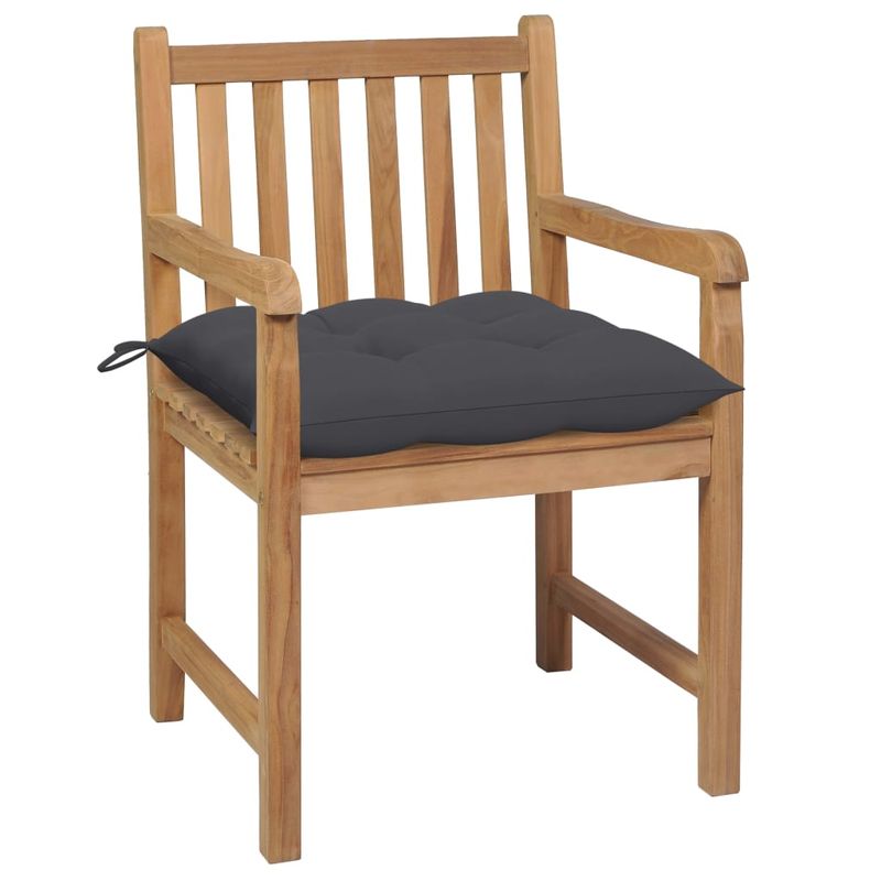Sedie-da-Giardino-6-pz-con-Cuscini-Antracite-Massello-di-Teak
