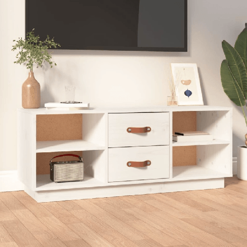 Mobile-Porta-TV-Bianco-100x34x40-cm-in-Legno-Massello-di-Pino