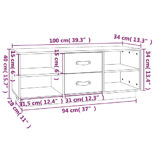 Mobile-Porta-TV-Bianco-100x34x40-cm-in-Legno-Massello-di-Pino