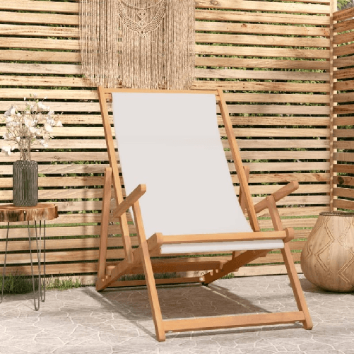 vidaXL-Sdraio-Pieghevole-da-Spiaggia-in-Legno-Massello-di-Teak-Crema