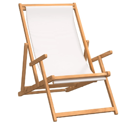 vidaXL-Sdraio-Pieghevole-da-Spiaggia-in-Legno-Massello-di-Teak-Crema