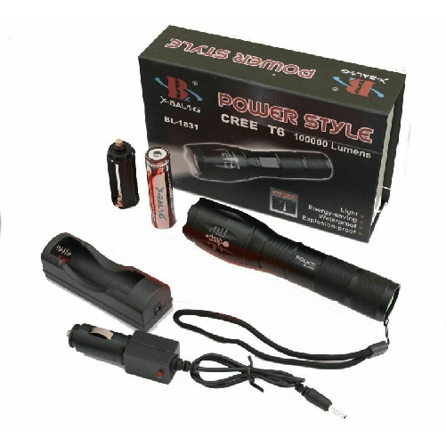 TORCIA TATTICA MILITARE LED T6 100000Lm ZOOM RICARICABILE BICI,PESCA BL-1831