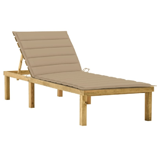 vidaXL-Lettino-da-Giardino-con-Cuscino-Beige-Legno-Pino-Impregnato