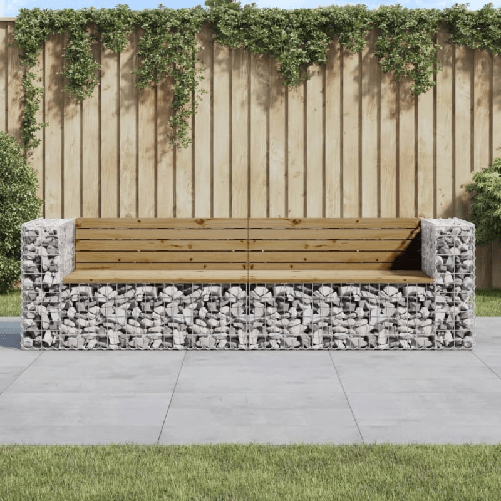 VidaXL Panca da Giardino Design Gabbione 244x71x65,5cm Pino Impregnato