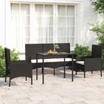 vidaXL-Set-Divani-da-Giardino-4-pz-con-Cuscini-Nero-in-Polyrattan