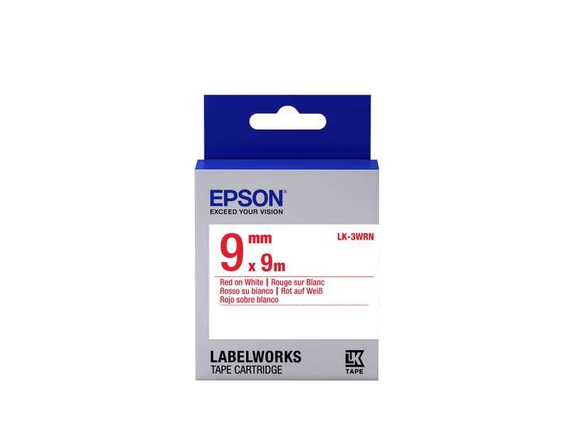 Epson-Nastro-fondo-Standard-Bianco-per-testo-Rosso-9-9-LK-3WRN