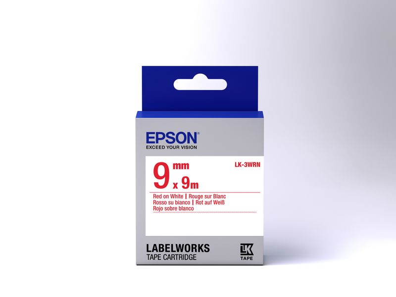 Epson-Nastro-fondo-Standard-Bianco-per-testo-Rosso-9-9-LK-3WRN