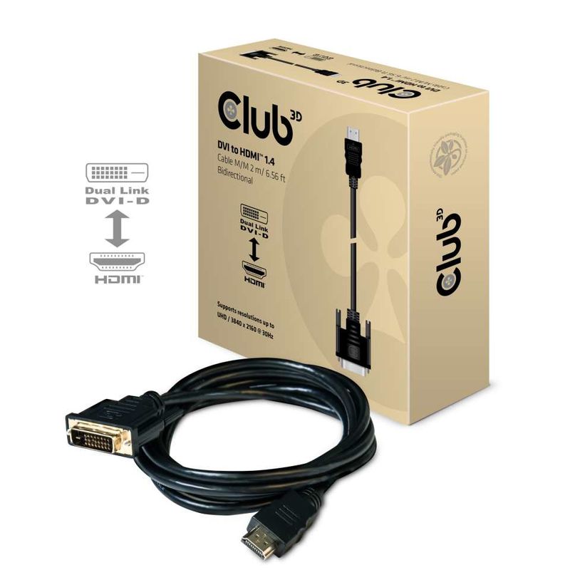 CLUB3D-DVI-to-HDMI-1.4-Cable-M-M-2m--6.56ft-Bidirectional