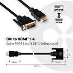 CLUB3D-DVI-to-HDMI-1.4-Cable-M-M-2m--6.56ft-Bidirectional