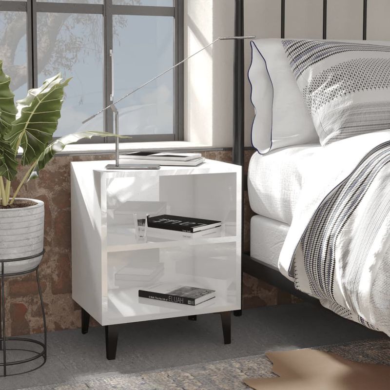 Comodino-con-Gambe-in-Metallo-Bianco-Lucido-40x30x50-cm