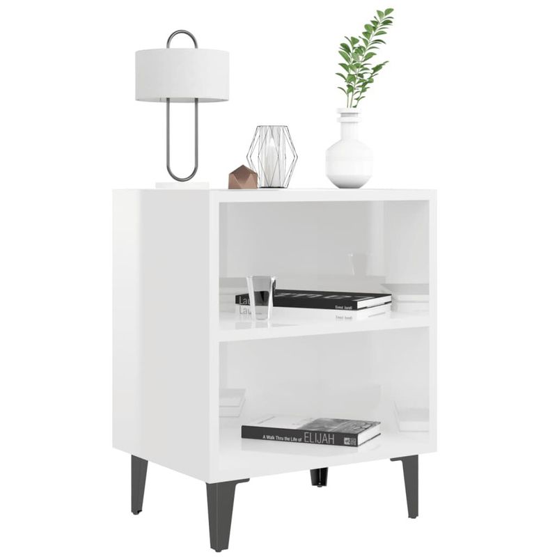 Comodino-con-Gambe-in-Metallo-Bianco-Lucido-40x30x50-cm