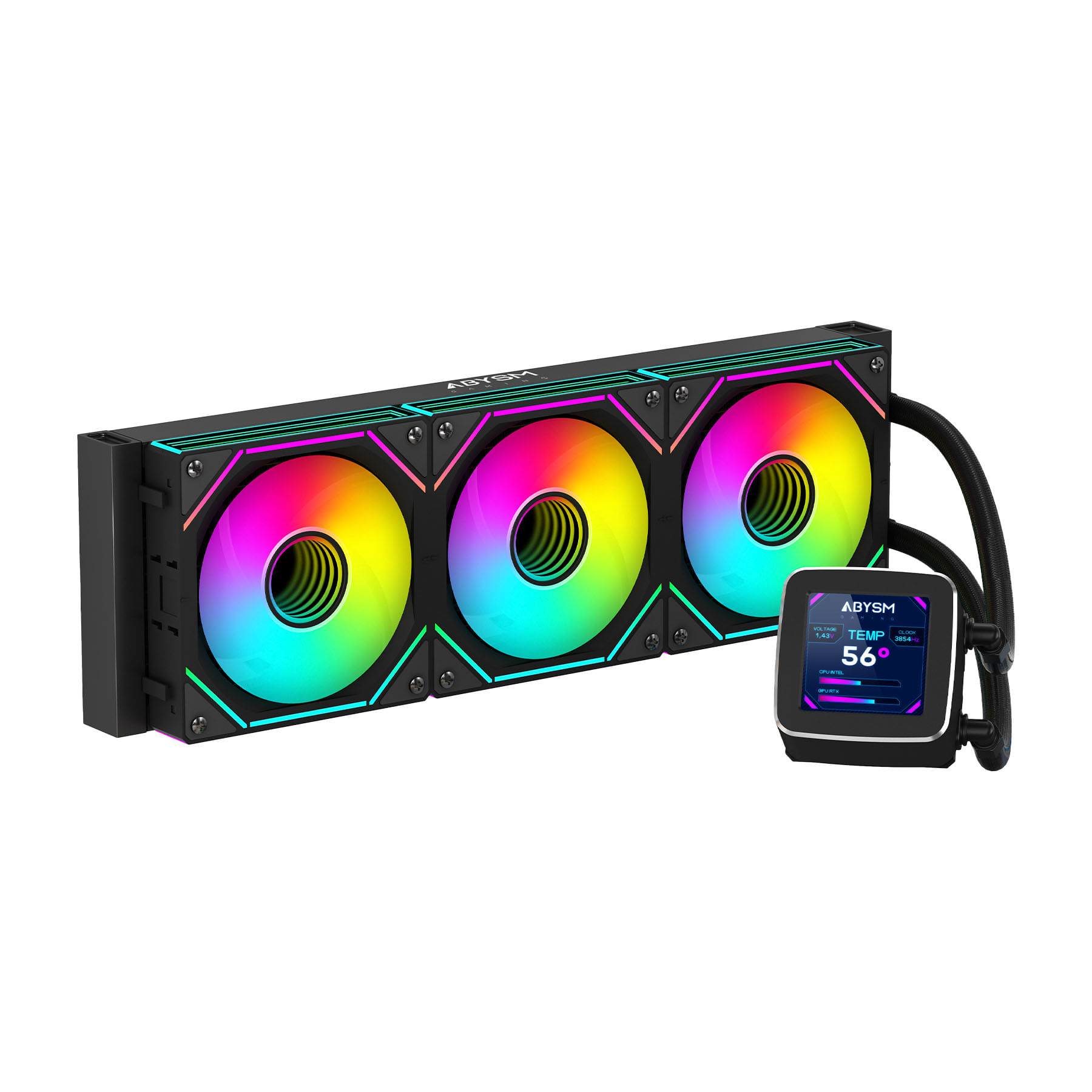 ABYSM Oceanic LCD 360 ARGB Processore Raffreddatore di liquidi tutto in uno 12 cm Nero 1 pz