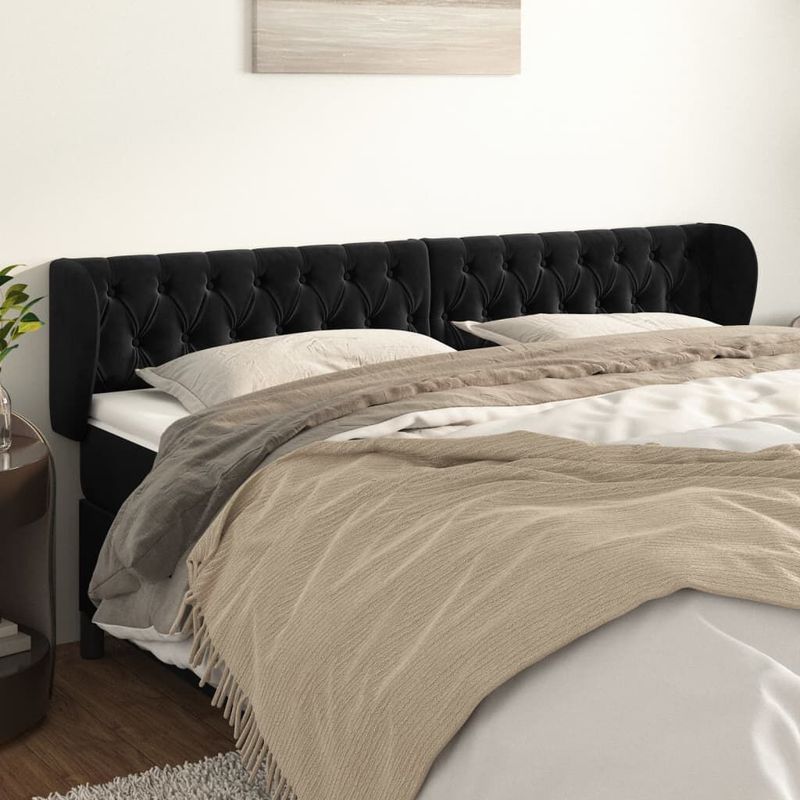 Testiera-ad-Orecchio-Nera-203x23x78-88-cm-in-Velluto