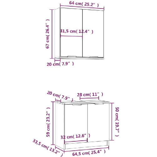 Set-di-Mobili-da-Bagno-2-pz-Grigio-Sonoma-in-Legno-Multistrato