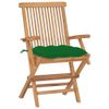 vidaXL-Sedie-da-Giardino-con-Cuscini-Verdi-2-pz-in-Massello-di-Teak