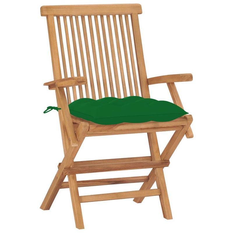 vidaXL-Sedie-da-Giardino-con-Cuscini-Verdi-2-pz-in-Massello-di-Teak