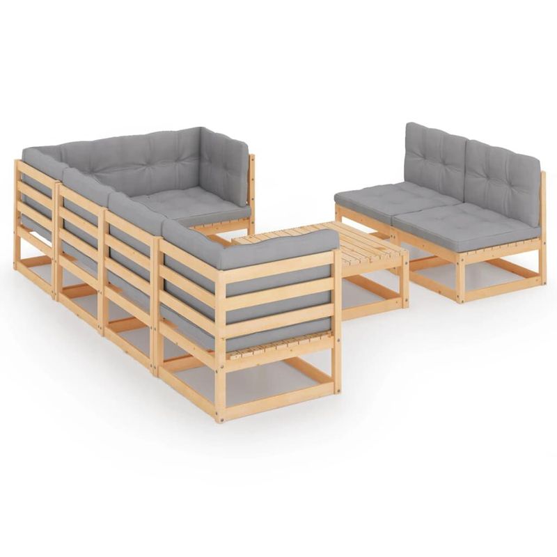 vidaXL-Set-Divani-da-Giardino-8-pz-con-Cuscini-Legno-Massello-di-Pino