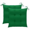 vidaXL-Sedie-da-Giardino-con-Cuscini-Verdi-2-pz-in-Massello-di-Teak