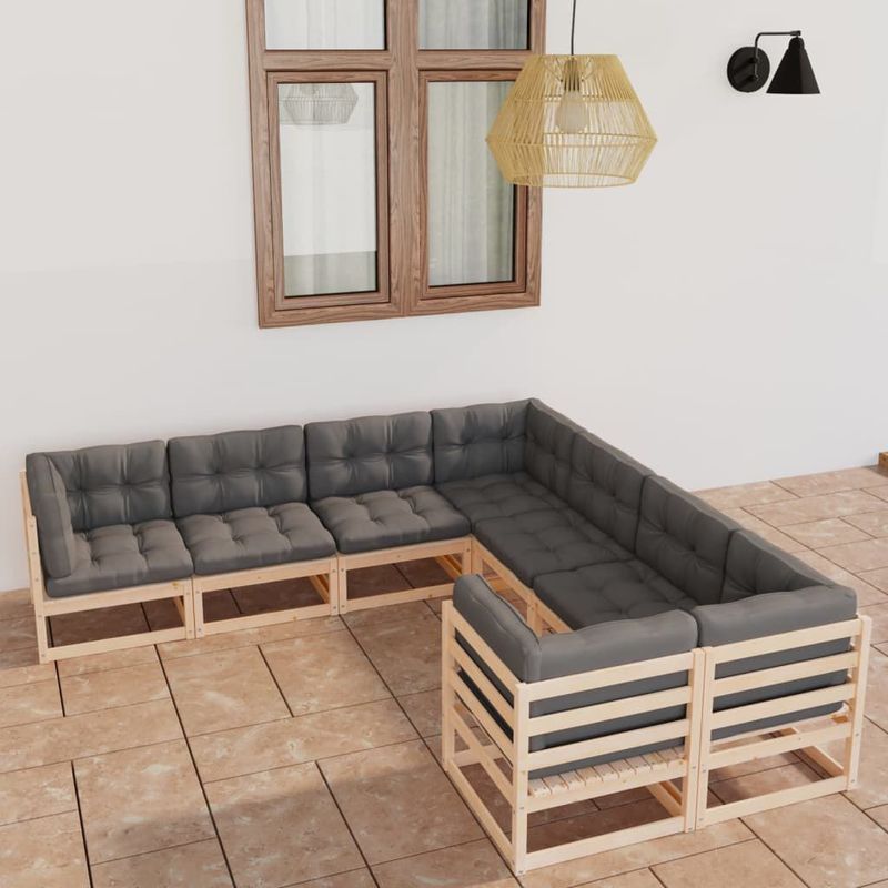 vidaXL-Set-Divani-da-Giardino-8-pz-con-Cuscini-Legno-Massello-di-Pino