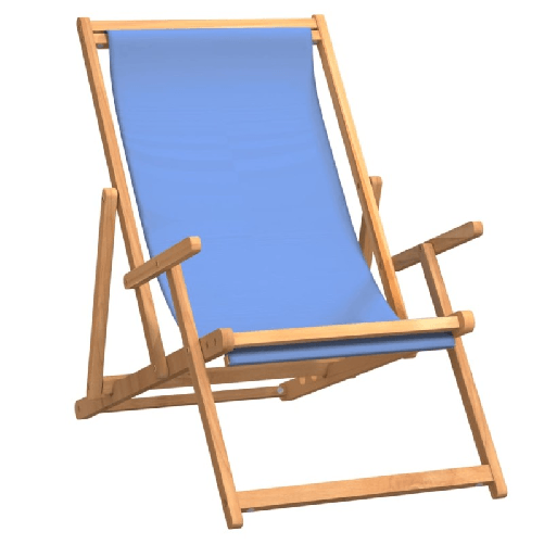vidaXL-Sdraio-Pieghevole-da-Spiaggia-in-Legno-Massello-di-Teak-Blu