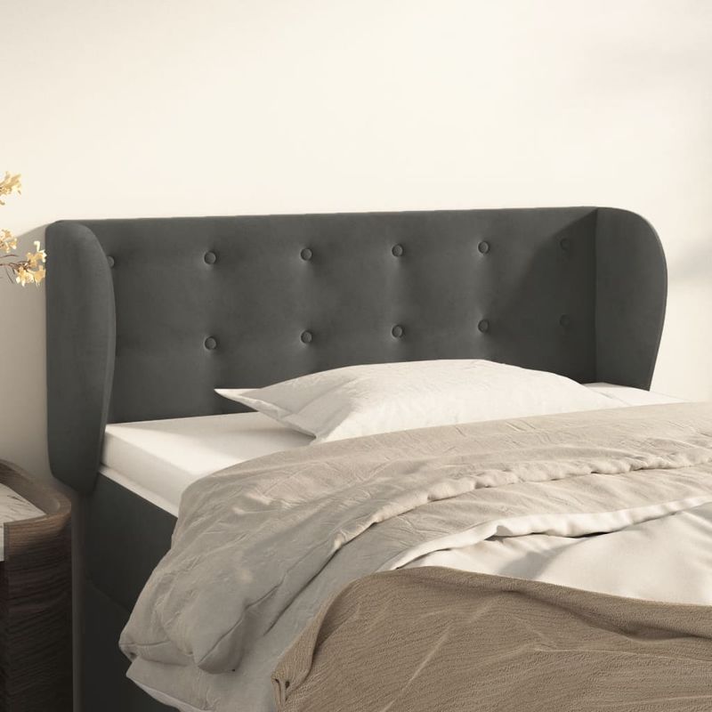Testiera-ad-Orecchio-Grigio-Scuro-163x23x78-88-cm-in-Velluto