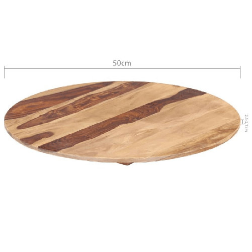 vidaXL-Piano-Tavolo-Legno-Massello-di-Sheesham-Rotondo-25-27-mm-50-cm