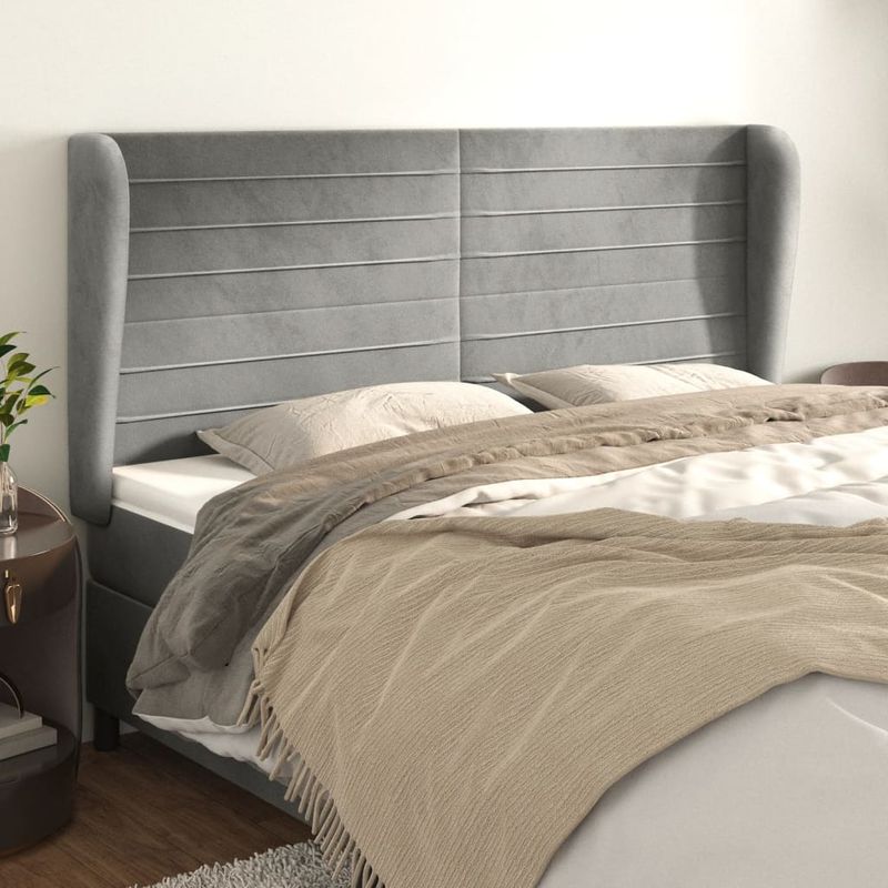 Testiera-ad-Orecchio-Grigio-Chiaro-183x23x78-88-cm-in-Velluto