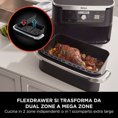 Ninja-AF500EU-friggitrice-Doppia-104-L-Indipendente-2470-W-Friggitrice-ad-aria-calda-Nero-Acciaio-inossidabile