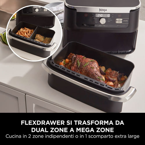 Ninja-AF500EU-friggitrice-Doppia-104-L-Indipendente-2470-W-Friggitrice-ad-aria-calda-Nero-Acciaio-inossidabile
