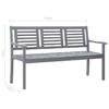 vidaXL-Panca-da-Giardino-3-Posti-con-Cuscino-150cm-Grigia-in-Eucalipto