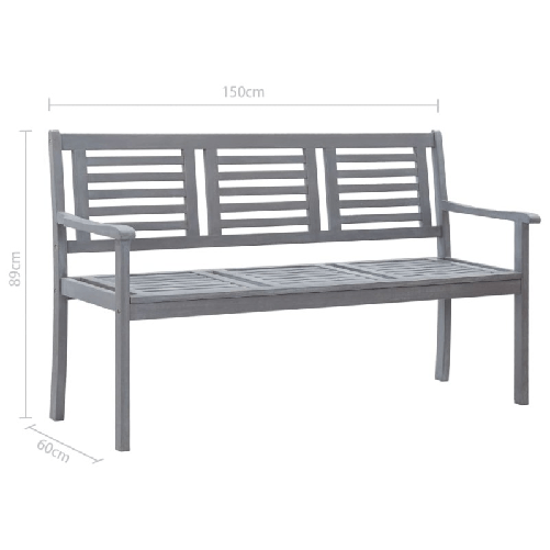 vidaXL-Panca-da-Giardino-3-Posti-con-Cuscino-150cm-Grigia-in-Eucalipto
