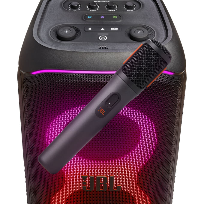 JBL-Wireless-Microphone-Set-con-2-Microfoni-Wireless-e-Ricevitore-Wireless-UHF-a-2-Canali-Ricaricabile-Pattern-Polare-Cardioide-Compatibili-con-Diffusori-PartyBox-Incluse-Batterie-AA-Nero