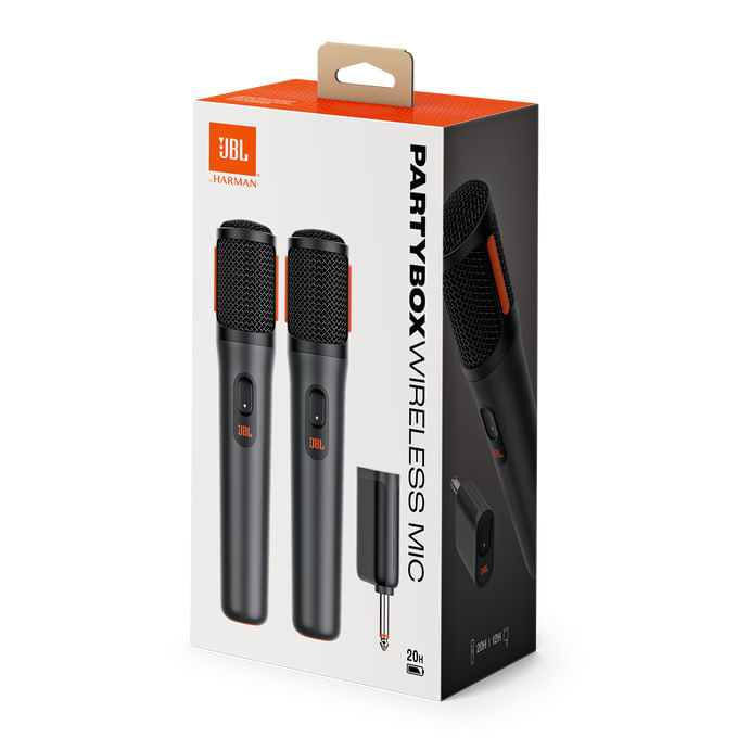 JBL-Wireless-Microphone-Set-con-2-Microfoni-Wireless-e-Ricevitore-Wireless-UHF-a-2-Canali-Ricaricabile-Pattern-Polare-Cardioide-Compatibili-con-Diffusori-PartyBox-Incluse-Batterie-AA-Nero