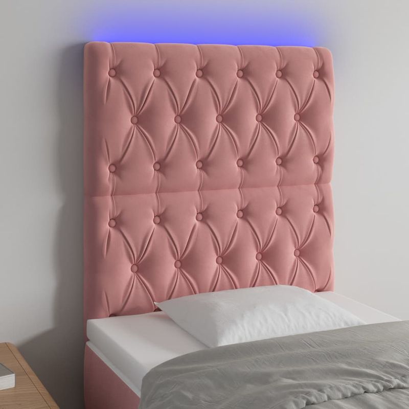 vidaXL-Testiera-a-LED-Rosa-80x7x78-88-cm-in-Velluto