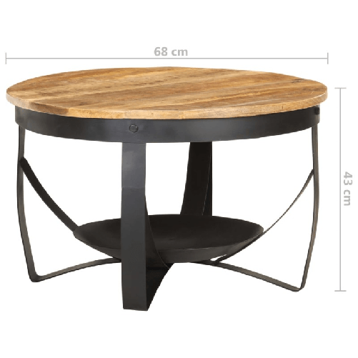 vidaXL-Tavolino-da-Caffe-Ø68x43cm-in-Legno-di-Mango-Grezzo-