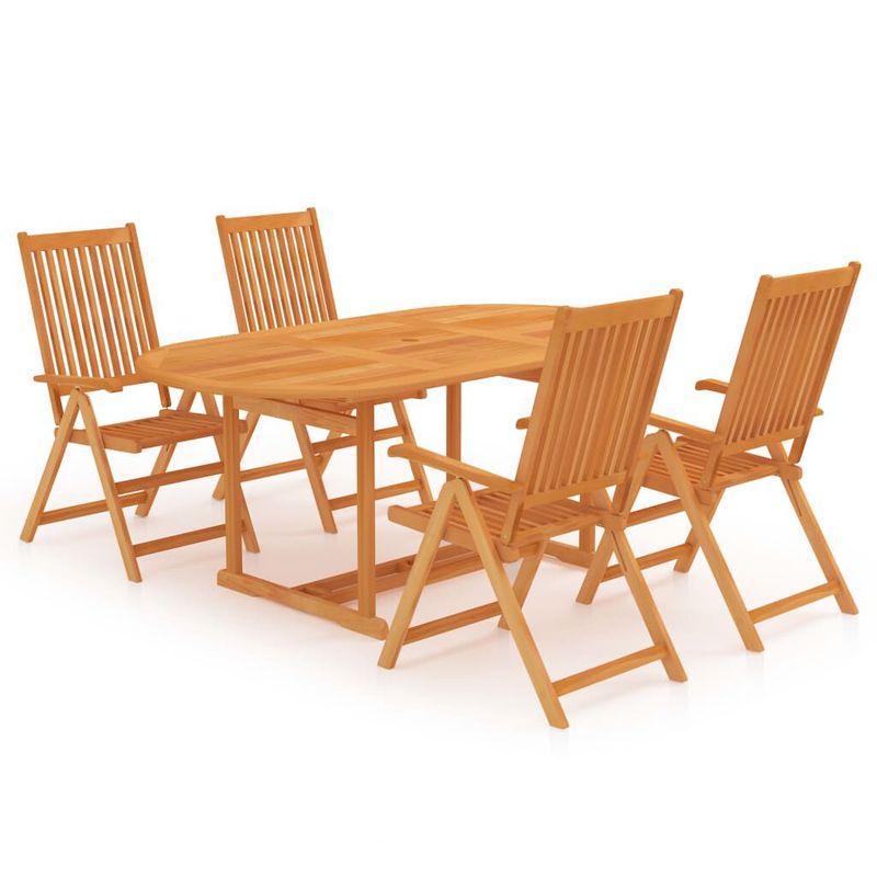 vidaXL-Set-da-Pranzo-da-Giardino-5-pz-in-Legno-Massello-di-Teak